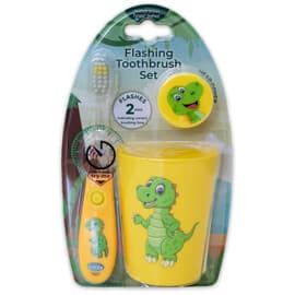 Leklyckan B-brite Blinkende Tandb�rstes�t 3 dele Dinosaur
