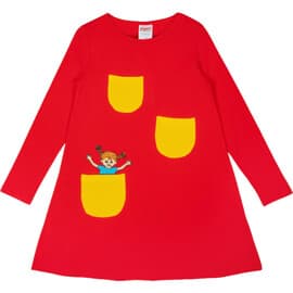 Pippi L�ngstrump Pippi Basic Kjole R�d 128 cl