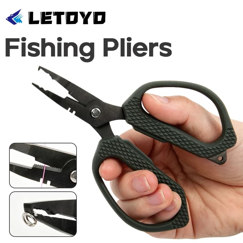 LETOYO Stainless Steel Fishing Scissors Pliers Multifunction Fishing Pliers Cut PE Wire Split Ring Hook Remover Sea Fishing Tool