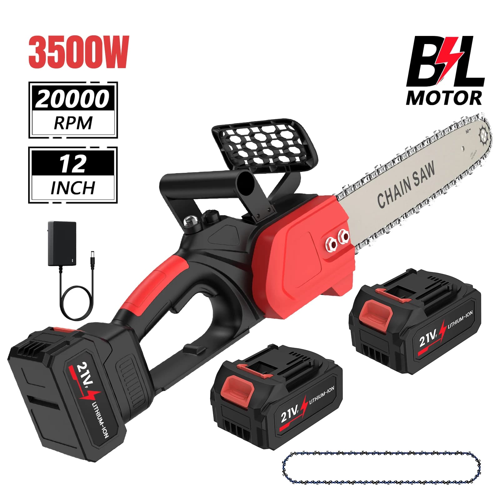 3500W Brushless 12Inch Electric Chainsaw Cordless Pruning Woodworking Power Tool Handheld Garden Cutter For Makita Battery