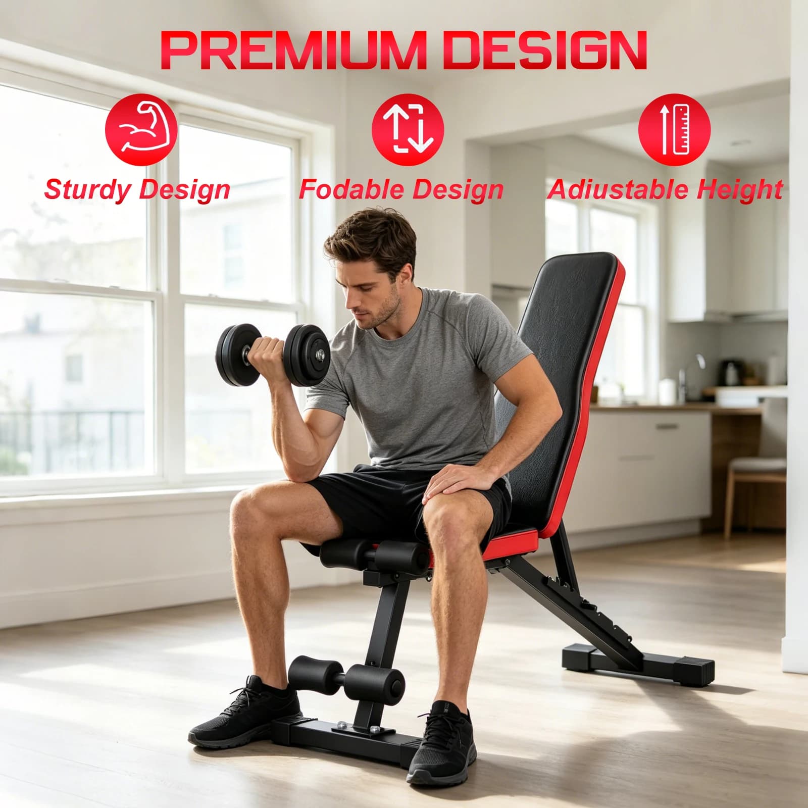 Weight Bench, Folding Training Bench, -30 Degrees to 60 Degrees Adjustable Positions, Multi-Incline Bench, Suitable for Abdomen & Back Trainer for