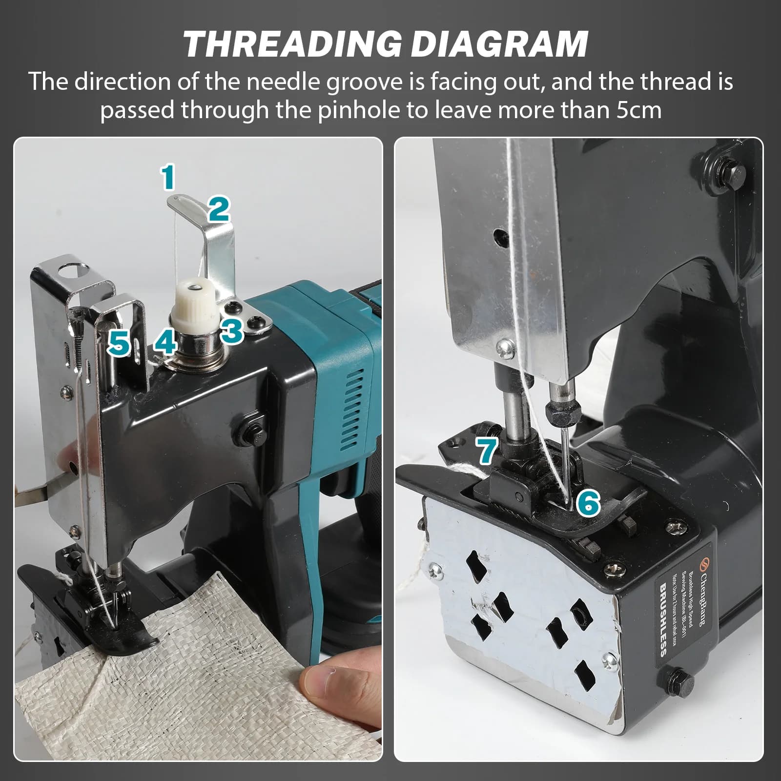 Brushless Cordless Bag Sewing Machine Portable Electric Packaging Device Automatic Line Cutting Packer For Makita 21V Battery