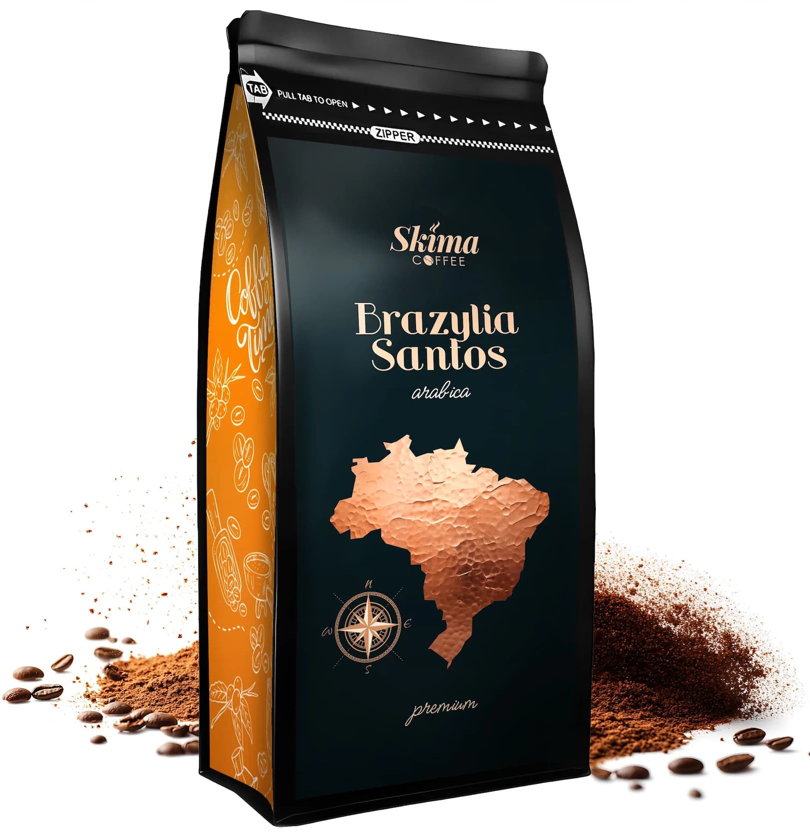 Ground Coffee 500g BRAZIL SANTOS 100% ARABICA Freshly Roasted SkimaCoffee + FREE GIFT