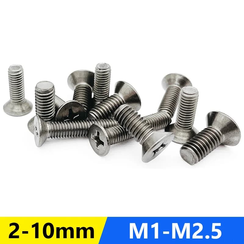 20Pcs DIN 965 Titanium screws M1 M1.2 M1.4 M1.6 M2 M2.5x2/3/4/5/6/8/10 Micro Ti Bolt Flat Head PHIL driver Ti GR2 Polished