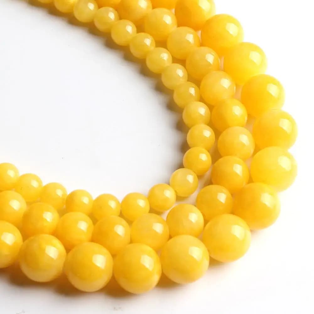 Natural Stone Dark Yellow Cloud Jades Chalcedony Beads Round Loose Beads For Jewelry Making DIY Bracelet Necklace 15" 6/8/10mm