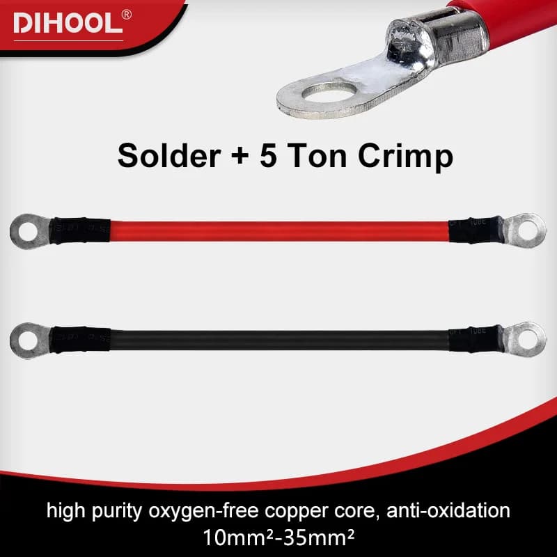 Car Battery Jumper Starter Cable with Tin-plated Lugs 2~6awg 25mm2 10mm2 Solar Wire Motorcycle Power Parallel Battery Connector