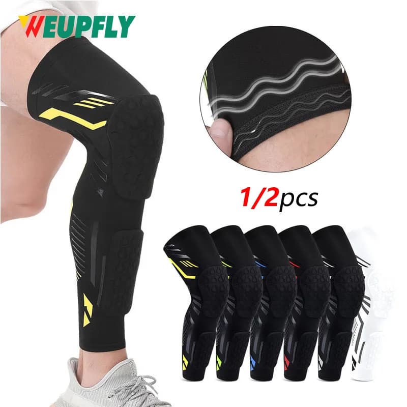 1/2PCS Knee Braces, Crashproof Knee & Calf Pads, Thigh Compression Leg Sleeves Protection for Youth Adults Football Running