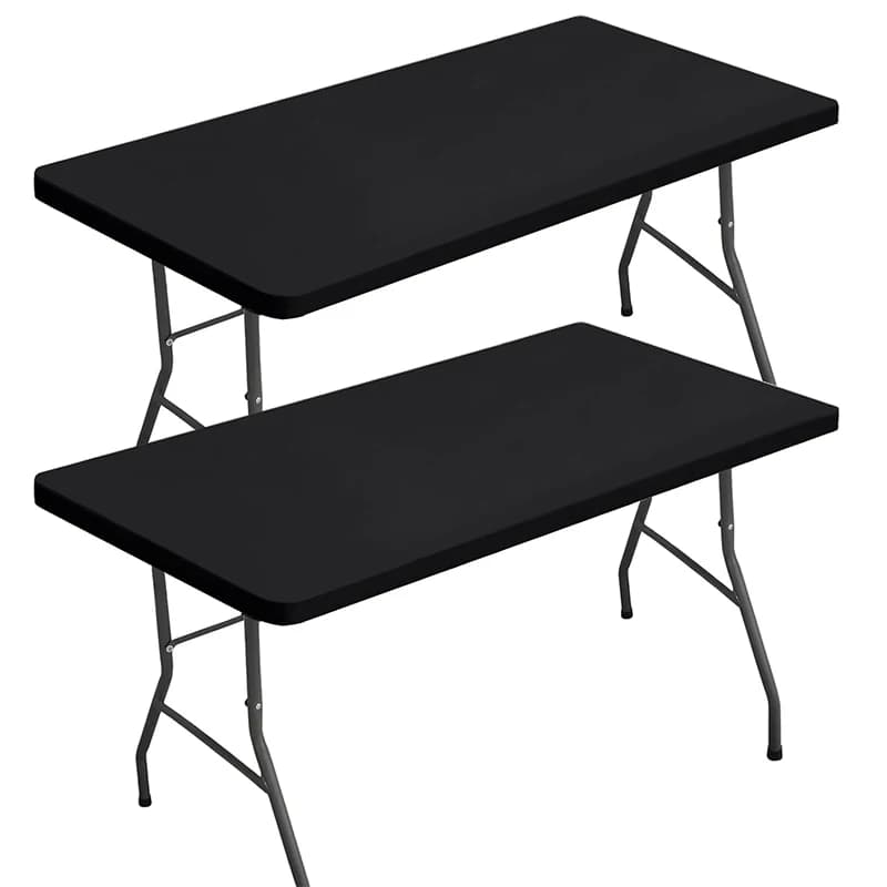 LMETJMA Rectangle Tablecloth Elastic Fitted Tablecloths for 6 Ft Tables Washable Folding Polyester Table Cover JT898