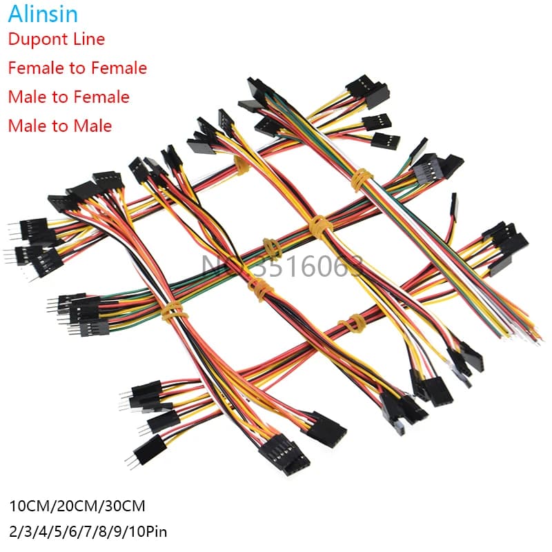 10Pcs 10/20/30cm Female To Female Double Head Dupont Line Jumper Wire Connector Cable 2.54mm 2/3/4/5/6/7/8/10 P/Pin For Arduino