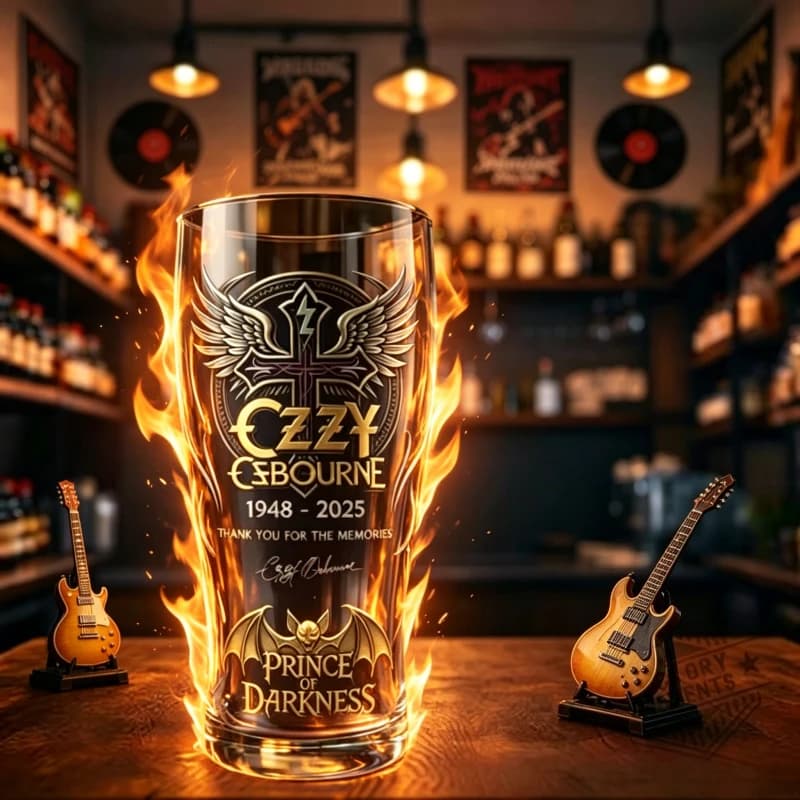 Ozzy Osbourne 1948-2025Memorial Pint Glass Prince of Darkness Heavy Metal Rock Beer Glass for Bar Home Decor CollectibleSouvenir