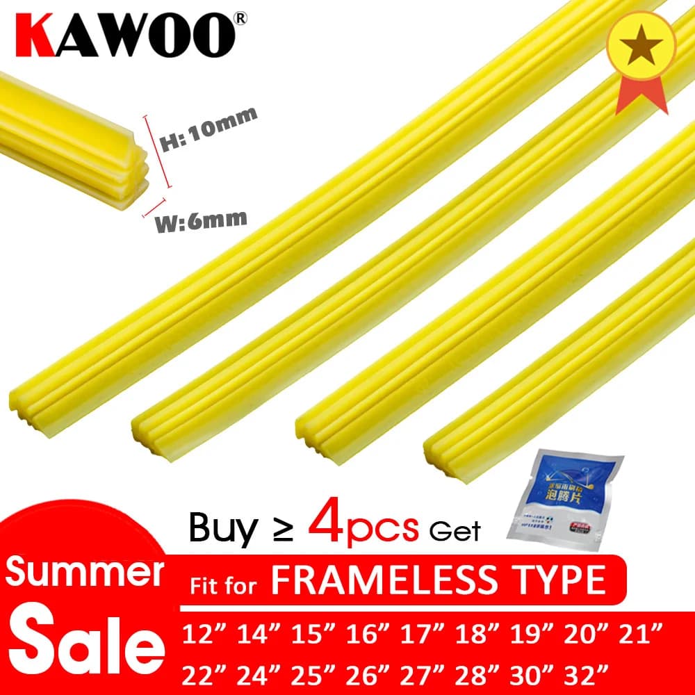 2pcs Car Wiper Blades Silica gel Silicon Refill Strips for Frameless Wiper 6mm 12"14"15“16"17"18"19"20"21"22"24"25"26"28"30"32"