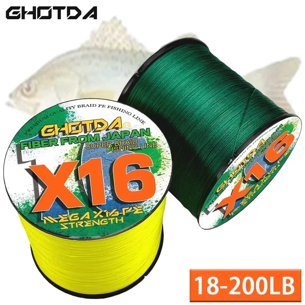 JOF X16 Multifilament PE Braided Fishing Line Extreme Strong 25-200LB Hollow Core Main Wire 100-1000M 0.16-0.8mm For All Waters