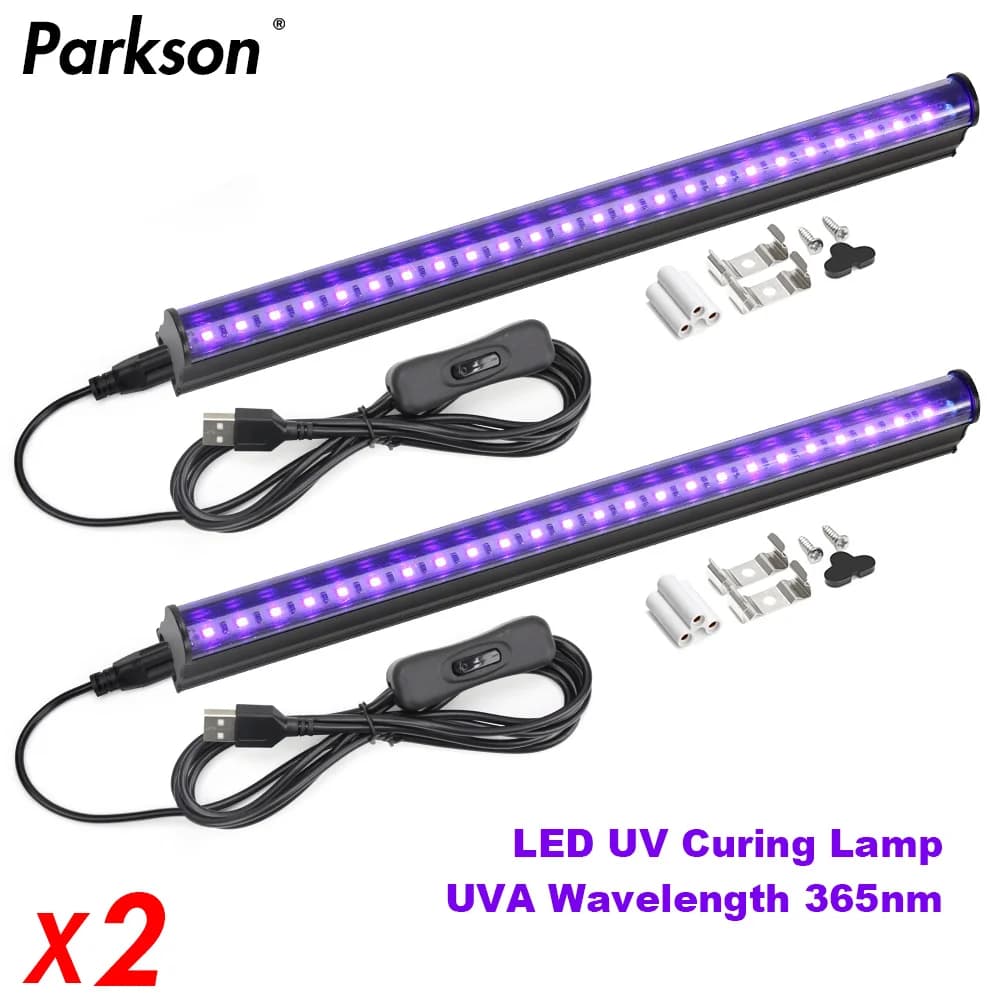 2Pcs/lot 5W USB UV LED Black Light T8 Blacklight Bar 395nm 400nm Fluorescent Party Disco T8 Tube UV Strip Lights Ultravilet Lamp