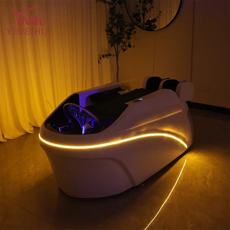 Salon Head Spa Shampoo Massage Bed Synthetic Leather Head Therapy Bed Automatic Massage Shampoo Chair Hair Spa Equipment