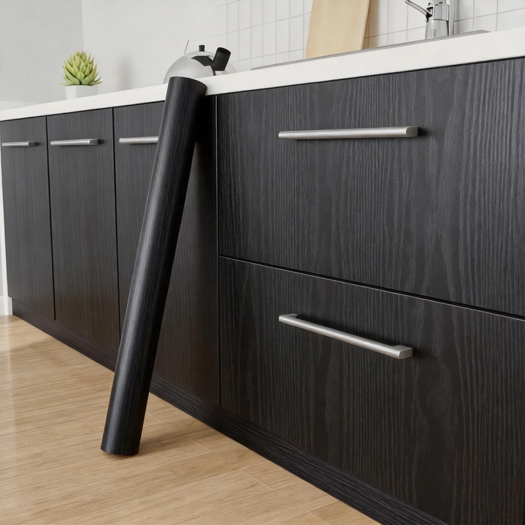 Black Wood Grain Thickening Wallpaper Boeing Film Furniture Kitchen Cabinet PVC Self-Adhesive Stickers Kitchen Vinyl Wallpaper