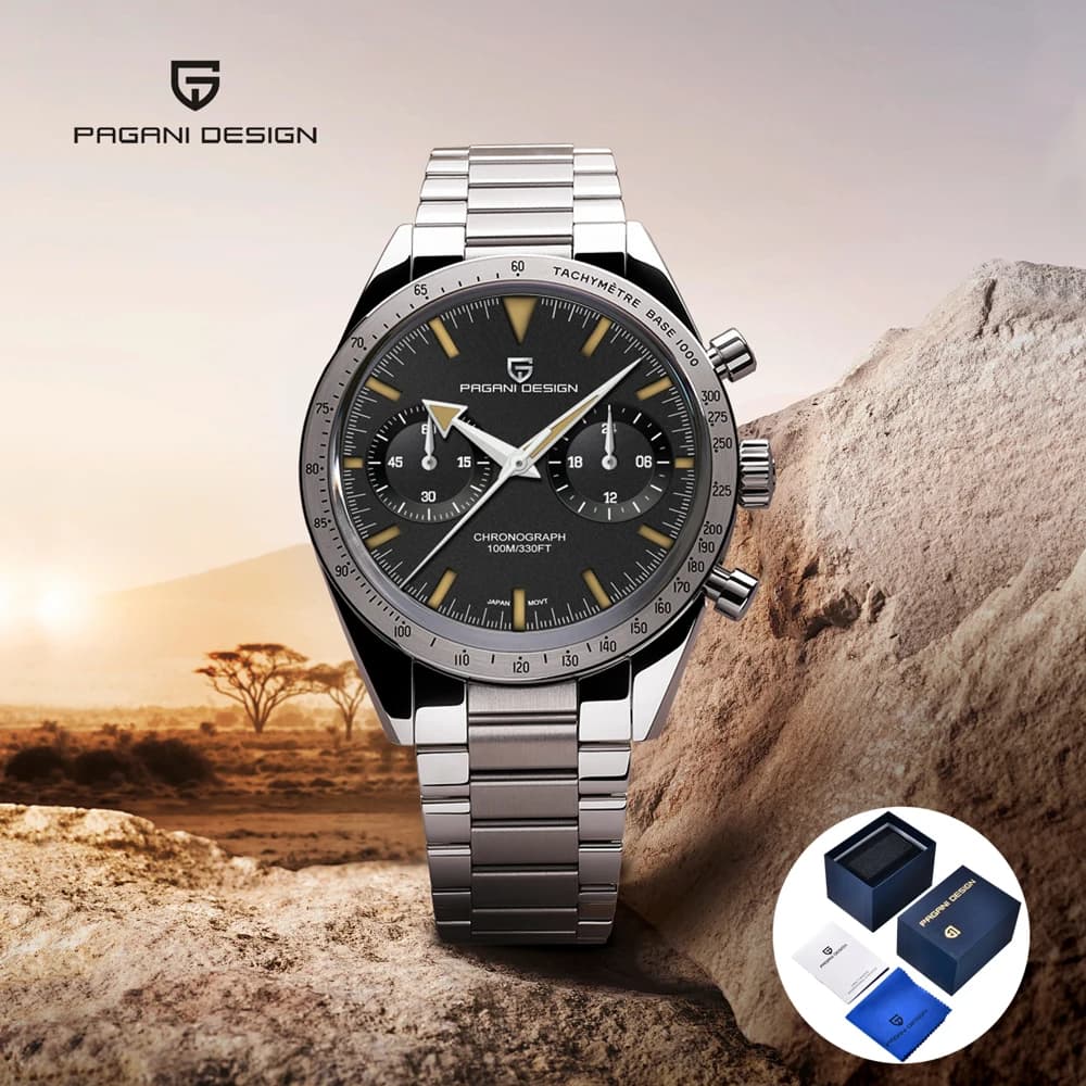 2026 New PAGANI DESIGN Men's Watches Luxury Quartz Wristwatches AR Sapphire Speed Sports Chronograph Watch Man VK64 Men Gift Box