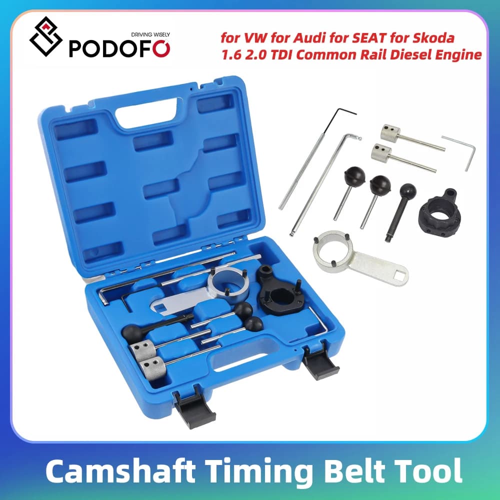 Podofo Diesel Engine Timing Tool Kit Camshaft Timing Belt Tool for VW Audi SEAT Skoda 1.6 2.0 TDI Auto Camshaft Locking Tool