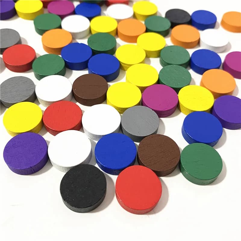 50pieces 15*5MM 11 Colors Wooden Disk Pawn Game Pieces Colorful Chess For Tokens Board Game Accessories
