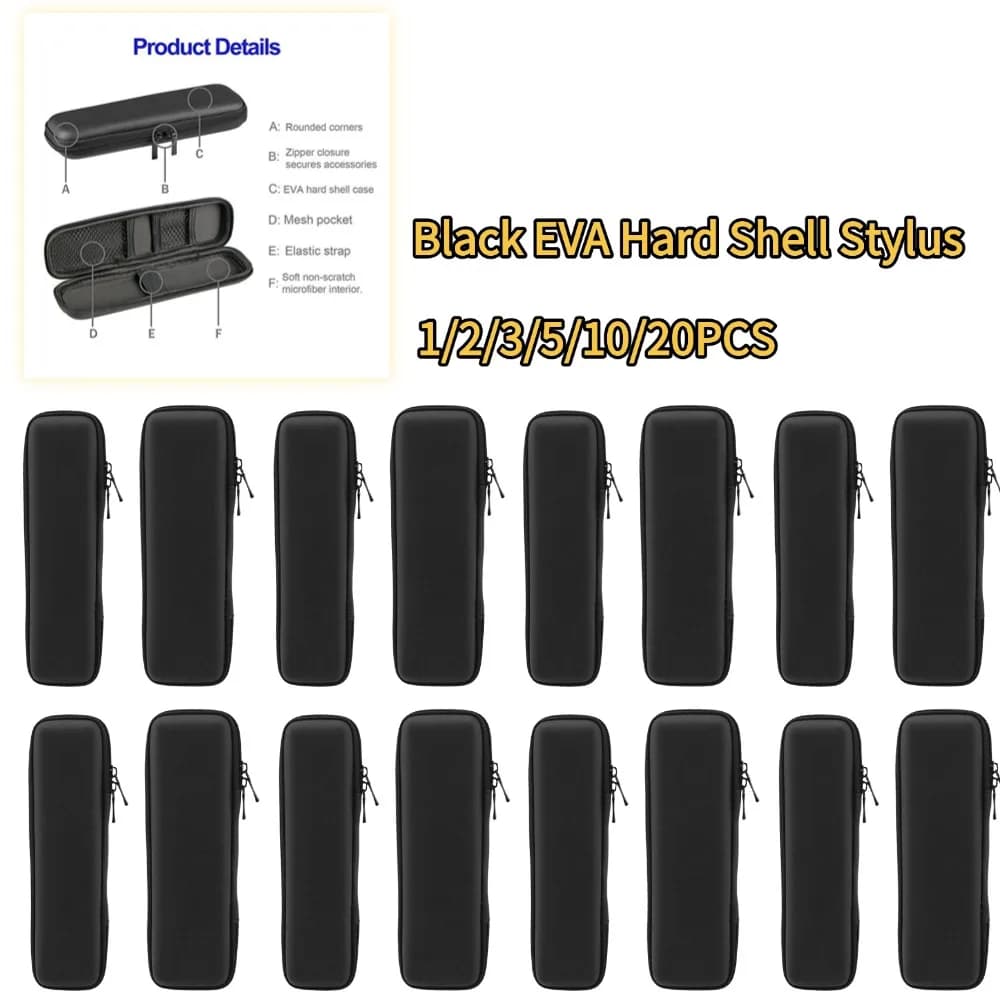 Black EVA Hard Shell Stylus Pen Pencil Case Holder Earphone Mesh Storage Organizer Pencil Zipper Case School Supplies