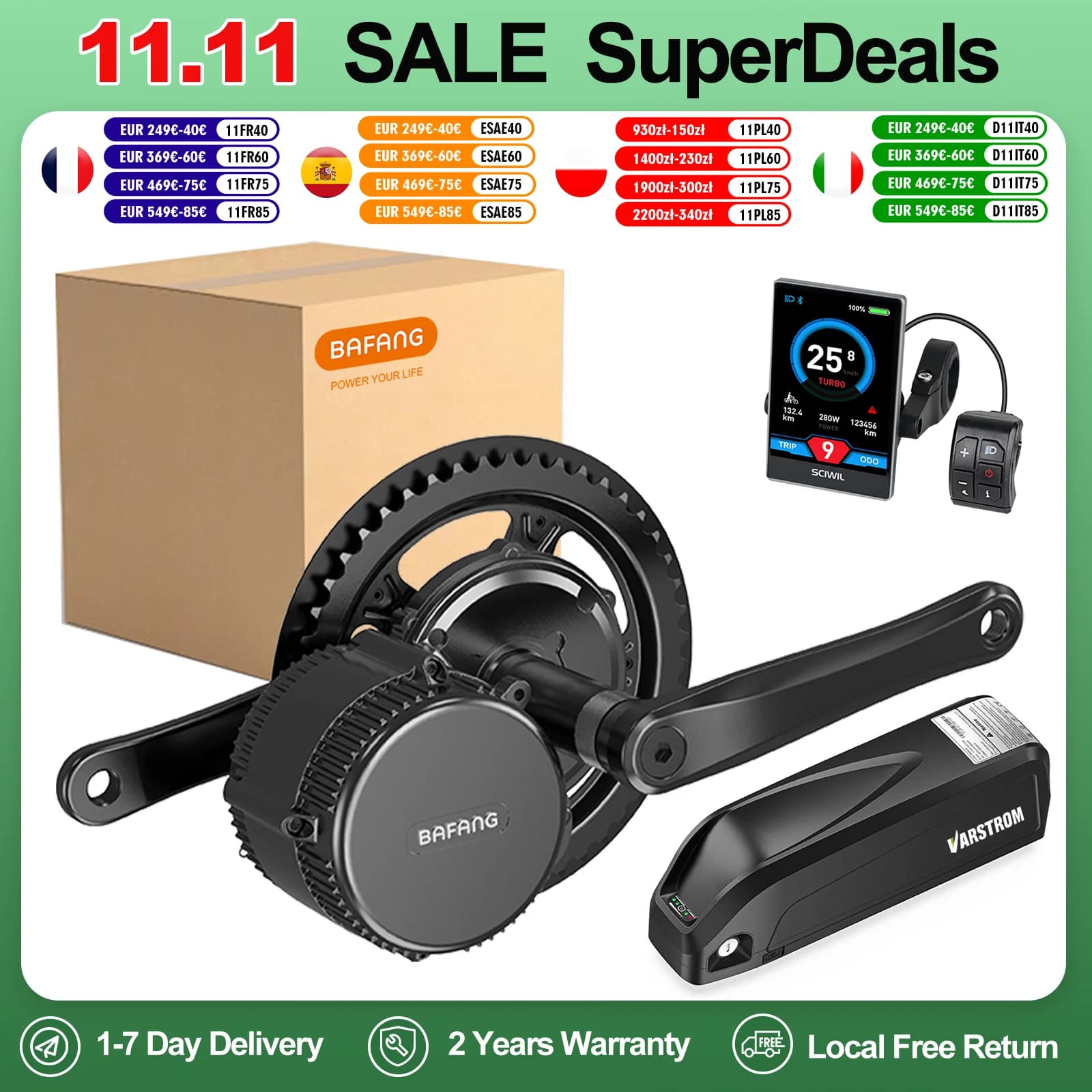 【ON SALE】 Bafang BBS02 48VBattery 750W  Mid Drive Motor Electric Bicycle Conversion With Battery Kit For BB 68-73MM 90-100MM