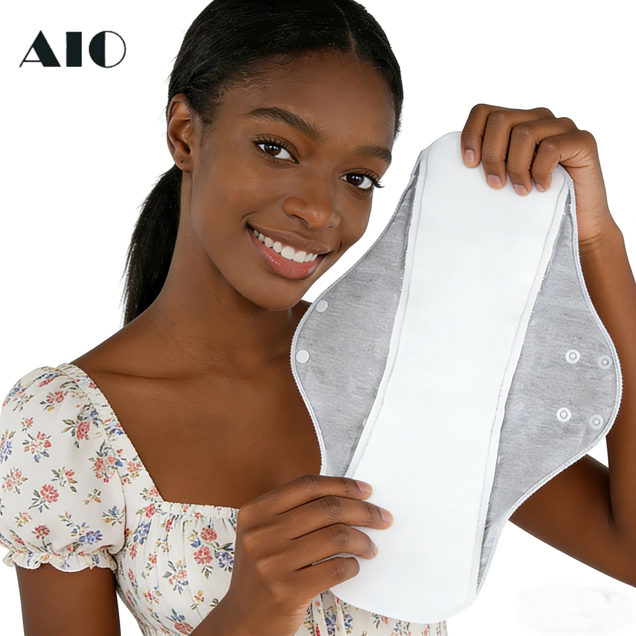 AIO Ultra Absorbent Cotton Yarn Sanitary Pads Washable Reusable Feminine Hygiene Pads for Heavy Flow & Daily Use