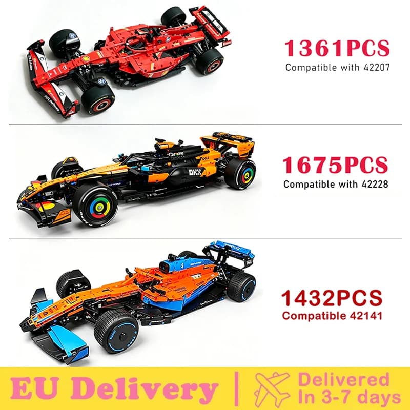 1432Pcs/1675Pcs/1361Pcs Formula Car Racing Bricks Toys 1:14 Car Toy Model Building Blocks Gifts Compatible 42141/42228/42207