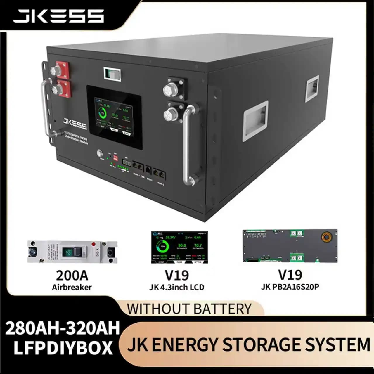 JKESS JKBMS DIY ESS Battery Box Empty Enclosure 51.2V LiFePO4 Home Solar Energy Storage Cabinet EU Warehouse Fast Delivery