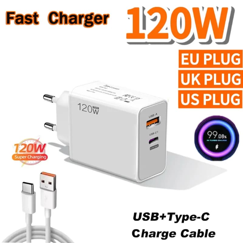 Original Charger 120W Fast Charge Hypercharge EU US UK Power Adapter Usb 6A Type C For Huawei Xiaomi Ultra Redmi Accessories