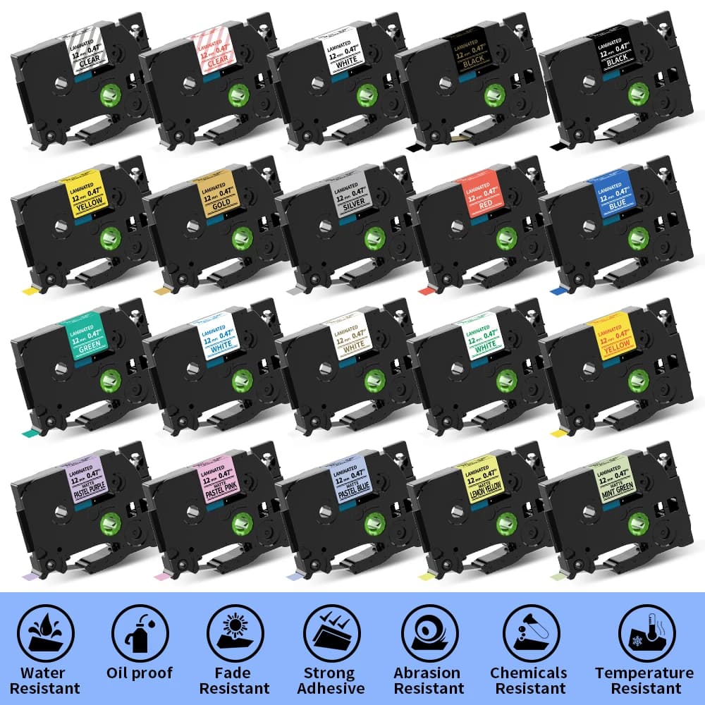 6/9/12/18/24mm for Brother Tape 12mm Compatible TZE Label Tape TZE231 221 for Ptouch PTH110 H107 P710BT H105 E550W Label Printer