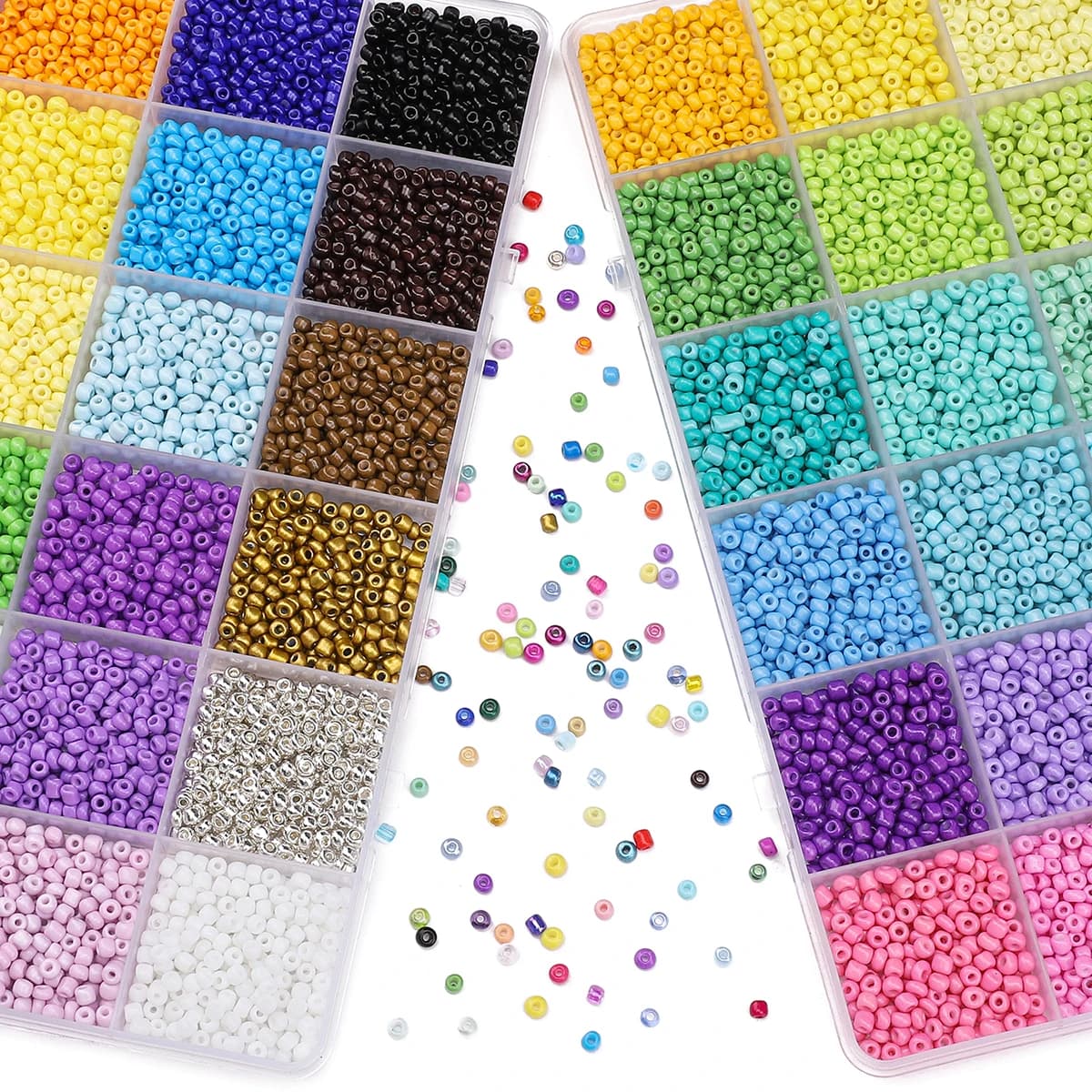 24 Grid 3mm Premium Glass Rice Beads Set｜For DIY Jewelry Making (Bracelets/Necklaces) 6.5g/Grid ≈5200pcs/Box