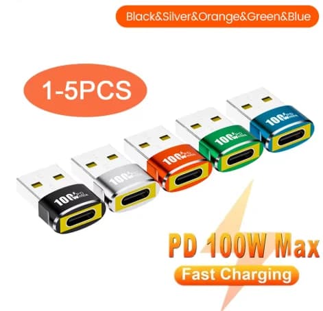 100W OTG Adapter USB to Type-C Converter USB-A Male To USB C Female Connector For Charging Data Transfer Wired Headset