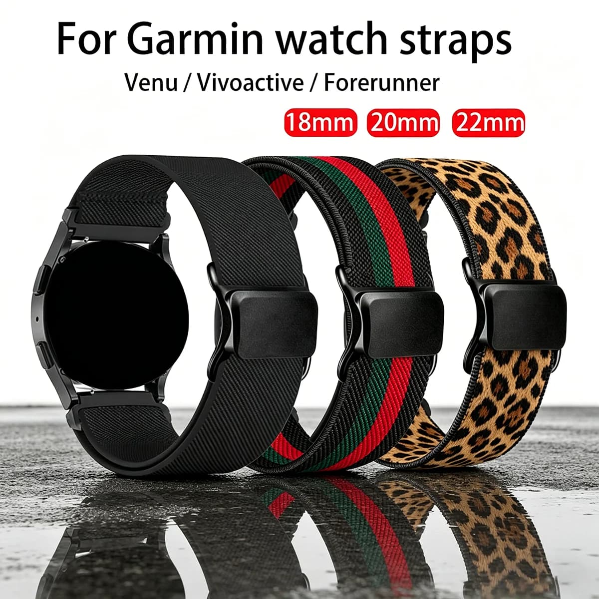 18mm 20mm 22mm Sport Band for Garmin Forerunner 255S 265 265S 955 245 55/Venu 4 3 3S/Vivoactive 6 5 Bracelet Strap Accessories