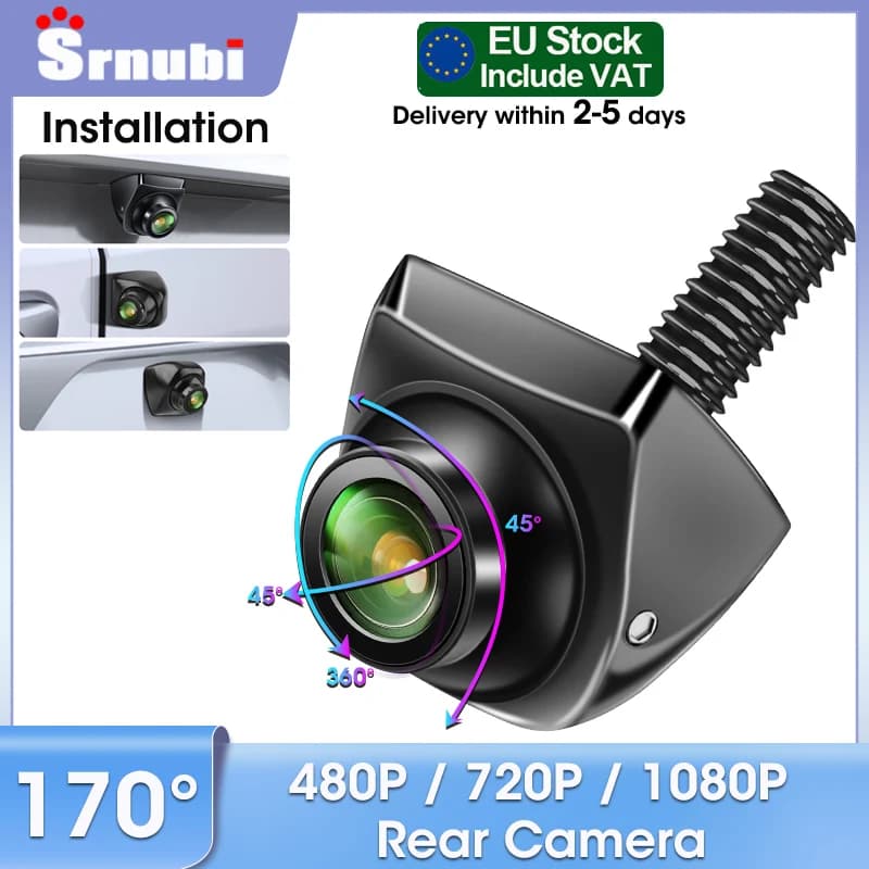 Srnubi 480P/720P/1080P Car Backup Rear View Camera IP68 Waterproof Night Vision AHD 170° Degree Fisheye Lens No Damage Car Model