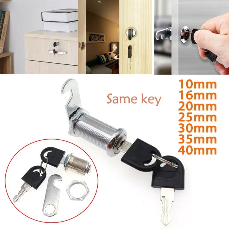 10-40mm Cam Cylinder Lock Same Key Universal Security Padlock For Cabinet Mailbox Drawer Cupboard Door Furniture Locks Hardware