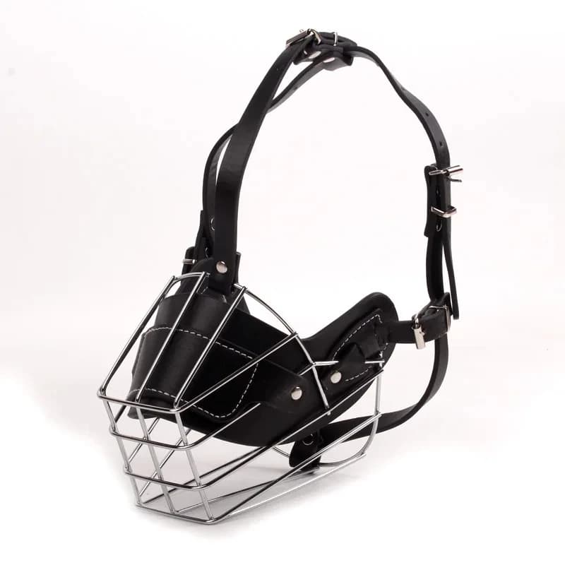 Dog Muzzle Anti Biting Pet Mouth Mask Adjustable & Breathable Leather Metal Muzzle Protection Cover for Dog Accessories