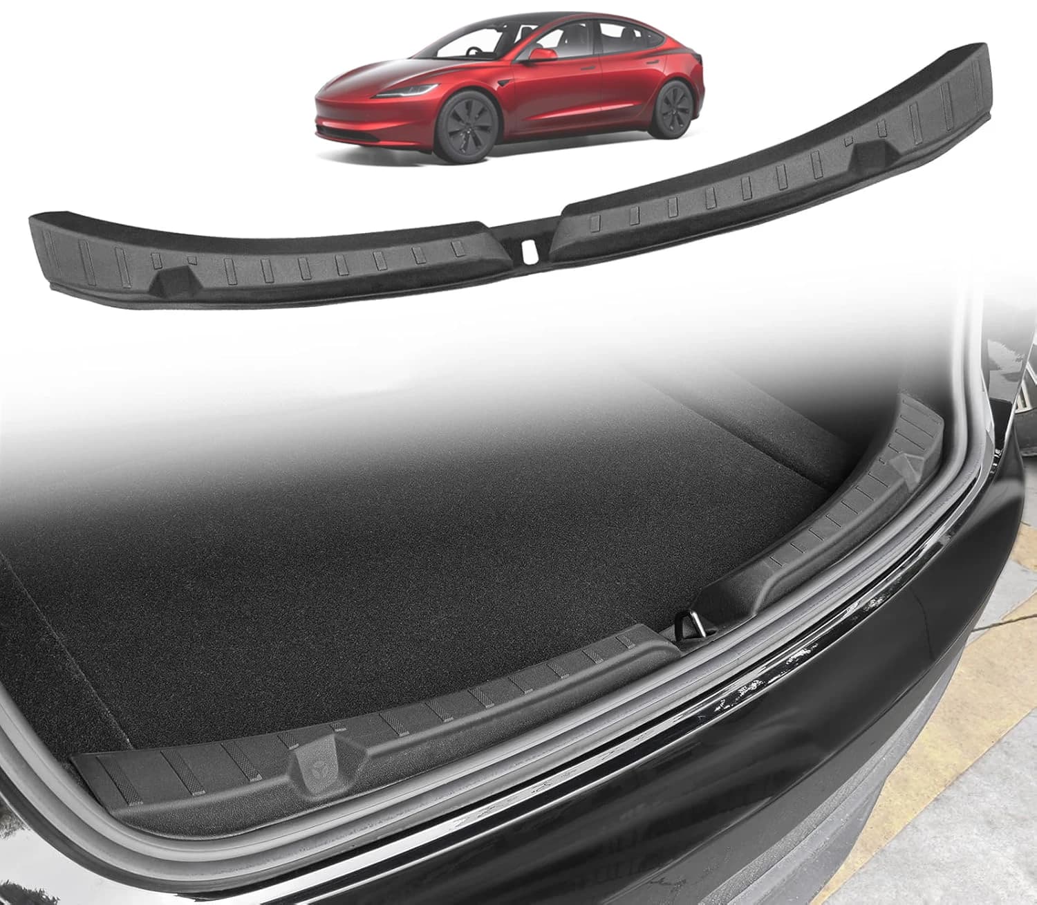 For Tesla New Model 3 Highland 2026-2024 Trunk Threshold Strip TPE Mats Sill Guard Rear Cargo Anti Scratch Protector Accessories