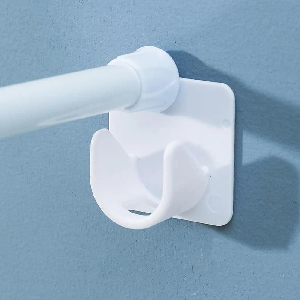 2pcs Adhesive Shower Curtain Holder No Drilling Wall Mount Retainer Heavy Duty Scratch Resistant Easy Peel Paste Installation