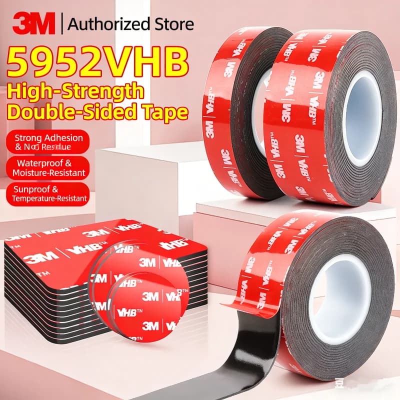 3M 5952 Strong Double Sided Adhesive Tape VHB High Viscosity Thicken Fixed Vehicle-mounted Driving Recorder Black Tape No Trace