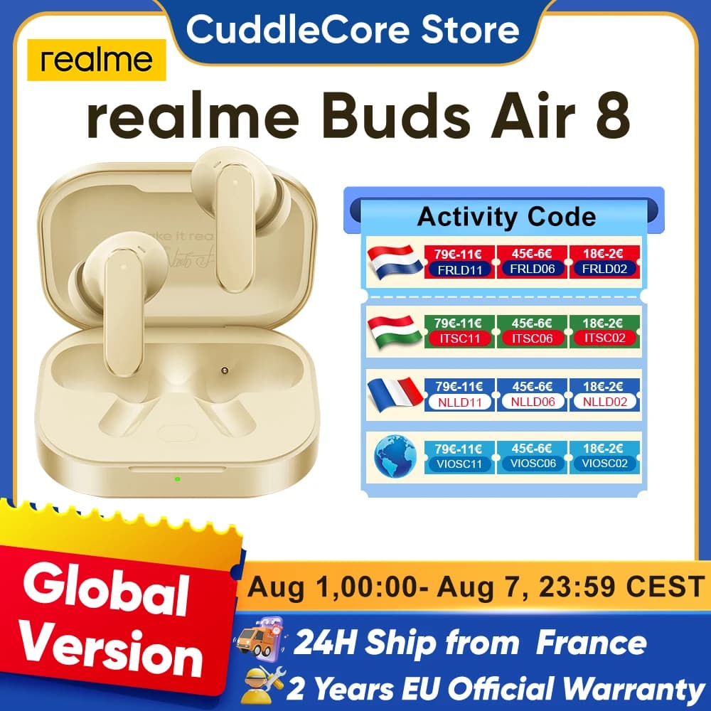 Realme Buds air 8 Bluetooth helmet for realme 16 Pro plus realme GT 8 pro ai helmet assistant 55db 58 hours battery life