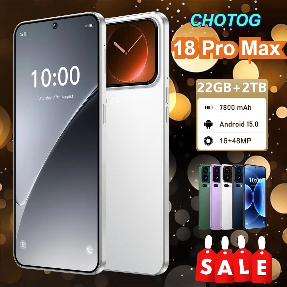 CHOTOG Smartphone For 18 Pro Max Smart Mobile Phones 22G+2TB Android Unlocked 7800mAh Battery 7.3 Inch HD Full Display Cheap Cell Phone 4G 5G Dual Sim