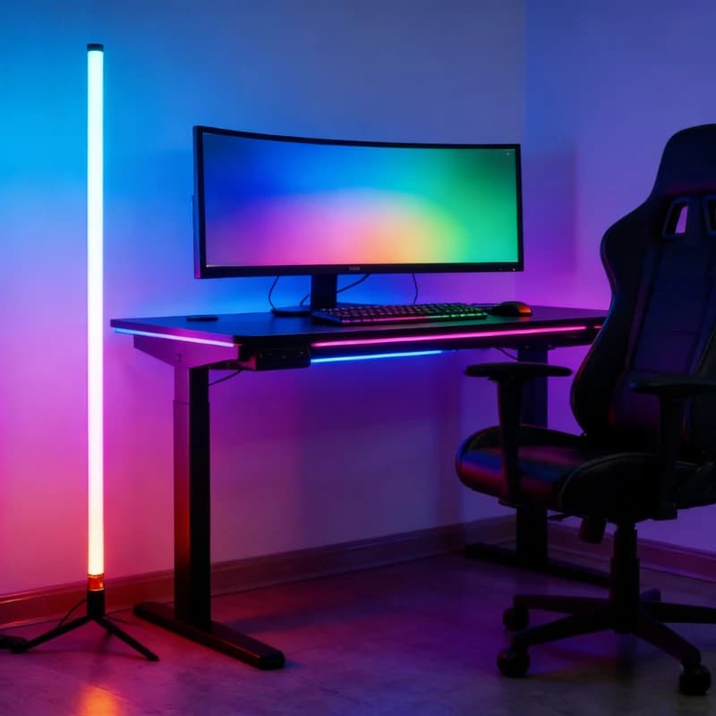120CM LED RGB Floor Lamp Bar, Sound Pickup Ambient Light, Corner Wall Light for Bedroom, E-Sports Room Live Atmosphere Lamp