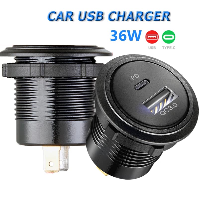 Quick Charge 3.0 usb port socket for car Dual USB Fast Car Charger Socket Accessory 12V/24V QC3.0 Power Socket with LED Light
