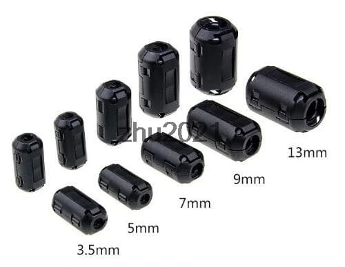 10pcs TDK 3.5mm/5mm/7mm/9mm/11mm/13mm Magnetic Ring Clip-on RFI EMI Filter Ferrite Core Around Black Gray