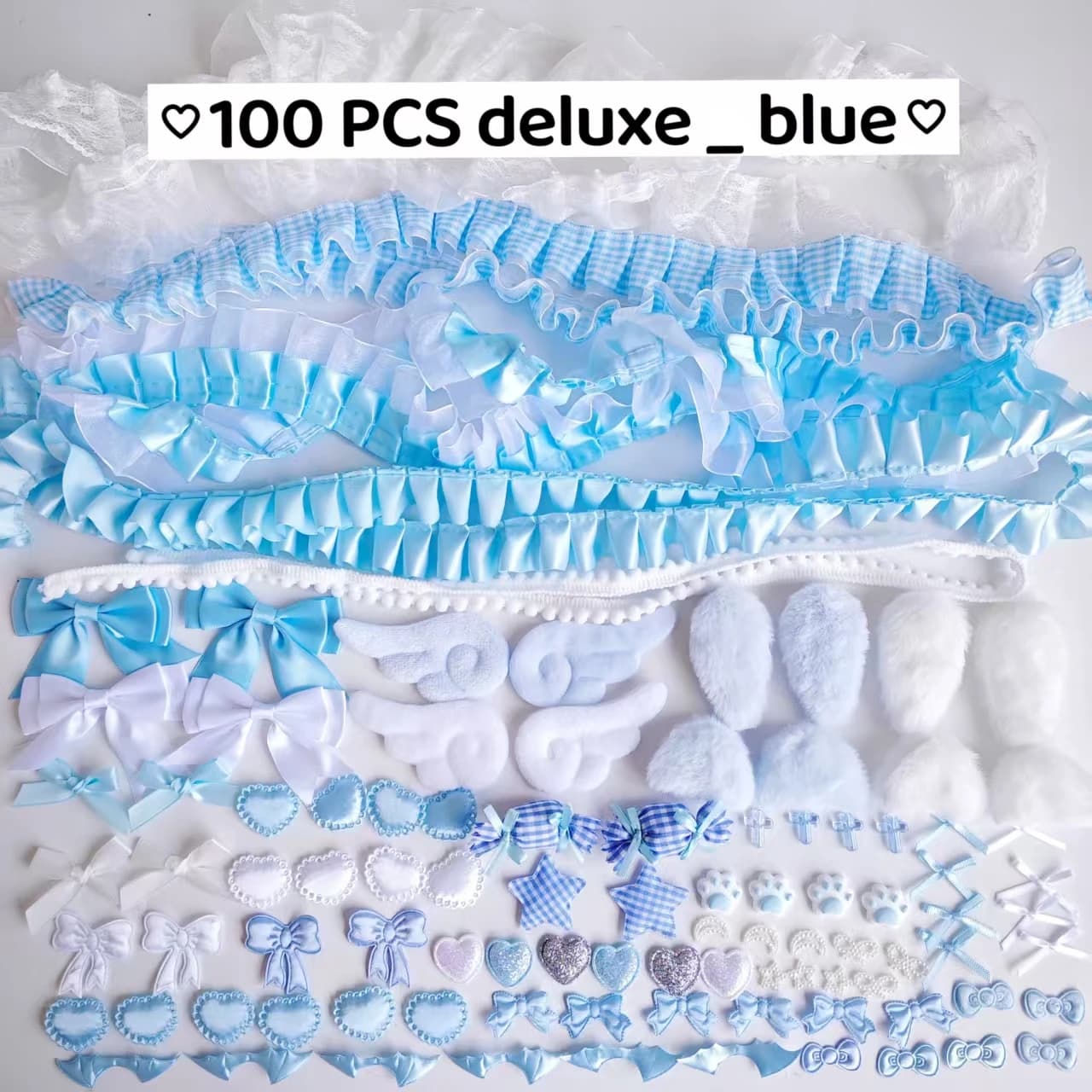 100 pieces of colorful accessories set, pink lace material set, fan manual DIY accessories, painful package, beautiful