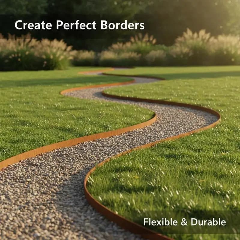 Flexible Corten Steel Lawn Edging 10 Pieces 20x103 cm for Garden Border, Landscape Decoration, Rustic Look, Durable Metal Edging Strip, Easy to