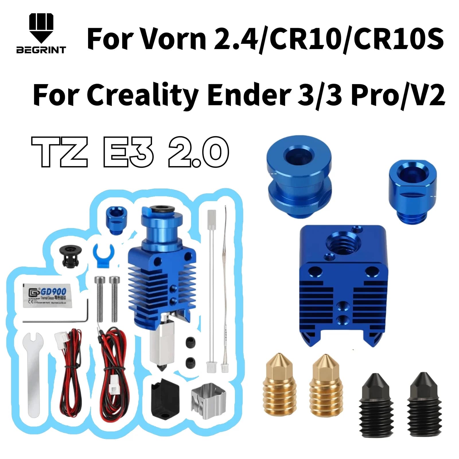 TZ E3 2.0 Upgrade Hotend with Ceramic Heating Pad, High Speed Printing for Ender 3 / Ender 3 V2 / Ender 3 Pro FDM Vorn 2.4