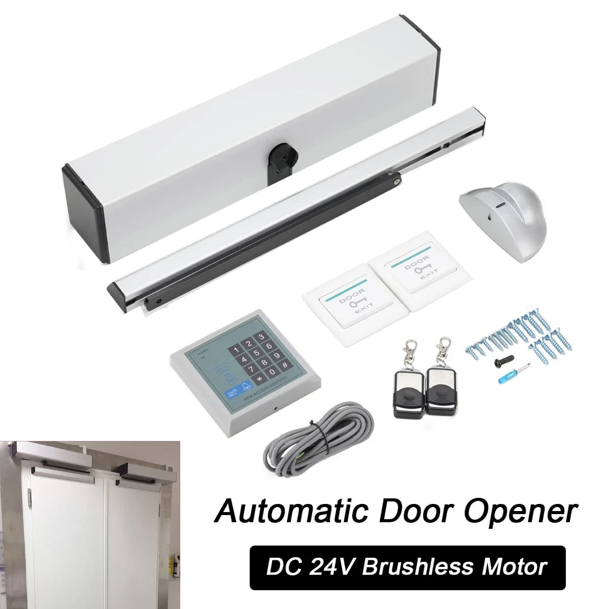 Automatic Swing Door Opener Heavy Duty 150kg, Electric Door Operator for Inswing Outswing Door with 2 Remotes & Push Buttons – for Hospital Office