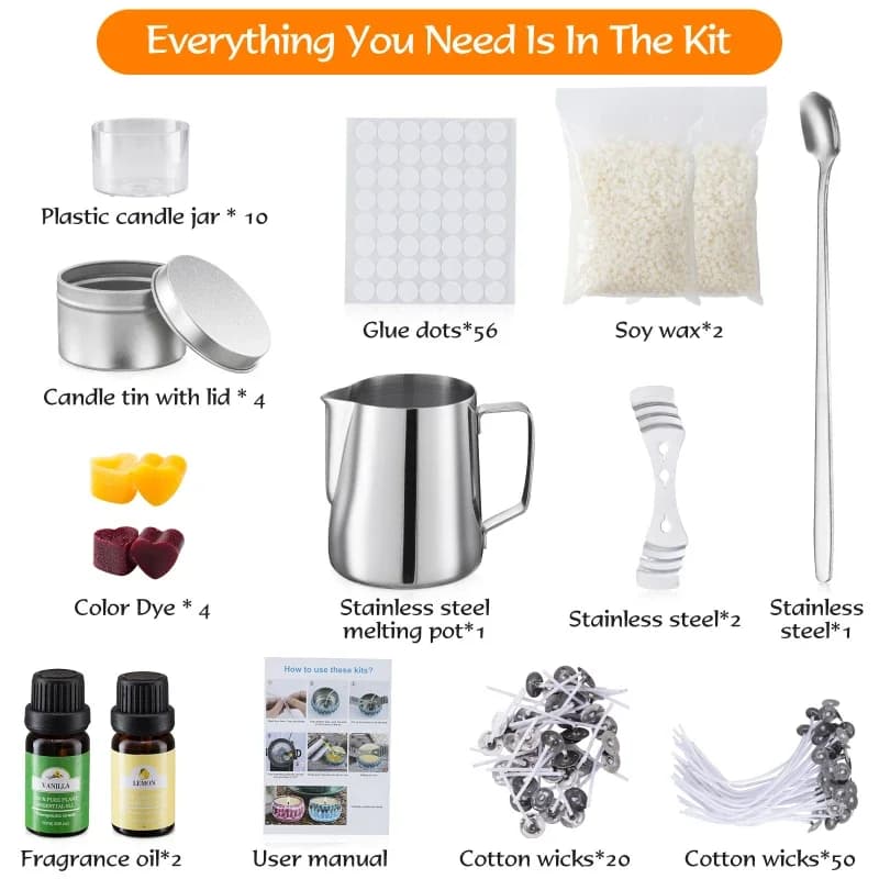 DIY Aromatherapy Candle Making Kit with Essential Oils, Soy Wax & Craft Tools - Homemade Scented Gift Set