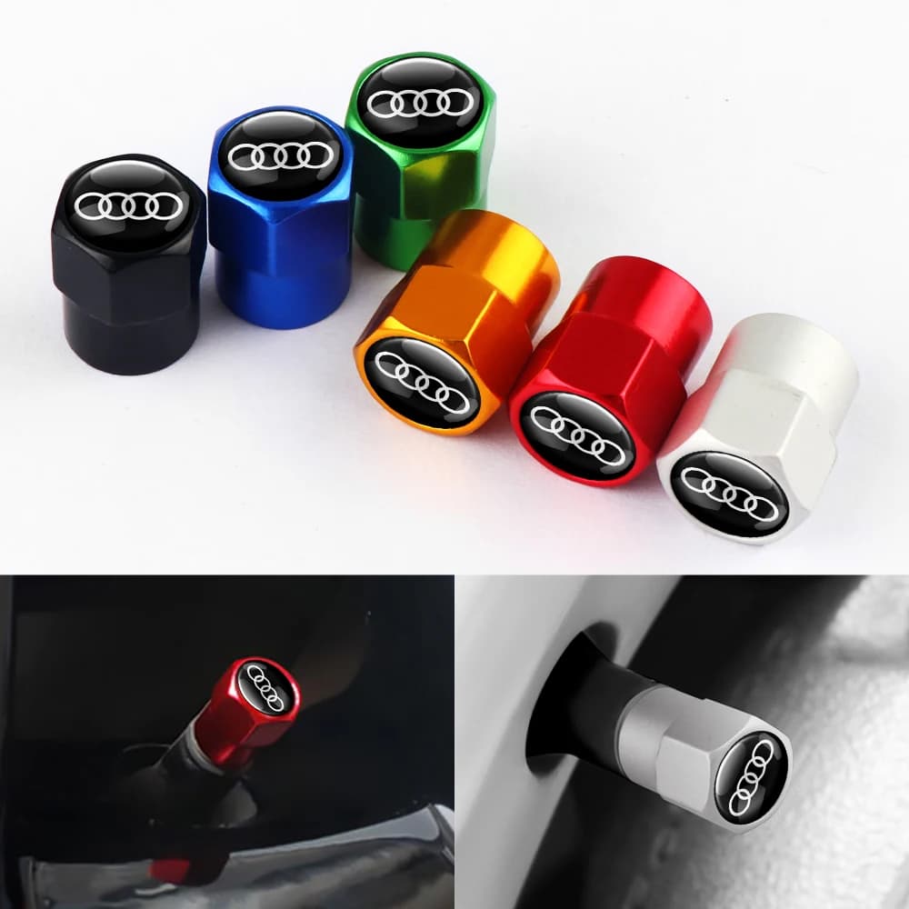 4Pcs Car Valve Caps Wheel Tires Air Tyre Stem Protective Cover For Audi Sline A4 b8 b6 b7 b9 A3 8p 8v A6 c7 c6 A5 Q5 A1 RS Q7 S3