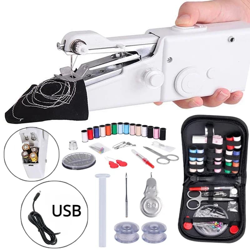 Portable Sewing Machine Manual Handheld Rope-free Electric Quick Build DIY Apparel Supplies Arts Crafts Home Garden Mini